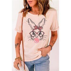Rabbit Graphic Round Neck Short‎ Sleeve T-Shirt
